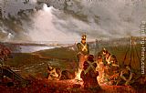 Famous Night Paintings - The Bivouac - The British Lines The Night Before The Battle Of Waterloo. June 17th 1815